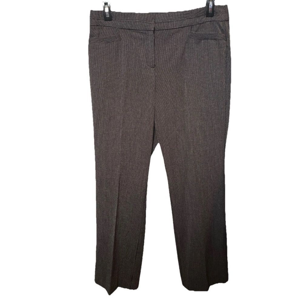 Kim Rogers Career Classic Dress Pants Brown Tan Black Pockets Flat Front Size 12